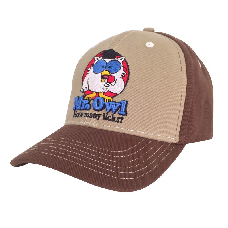 Tee Luv Mr Owl How Many Licks Hat - Retro Tootsie Roll Pop Candy Hat (Tan and Brown) - Image 1